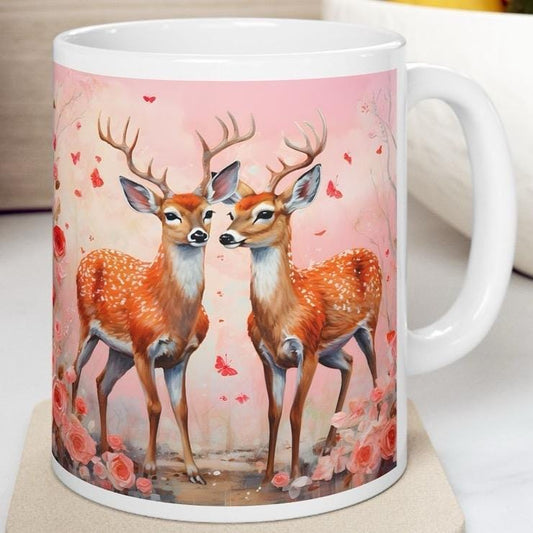 Deer cute mug for valentine's and christmas - perfect gift for girlfriend or wife - tumblers, drinkware cup bottles ceramic reuse reusable w