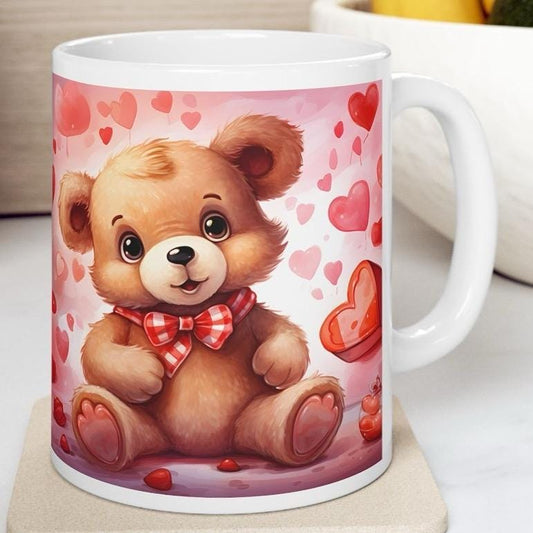 Cute love heart bear christmas mug - perfect xmas gift for girlfriend boyfriend wife husband drinkware washable reusable reuse tumbler cup g