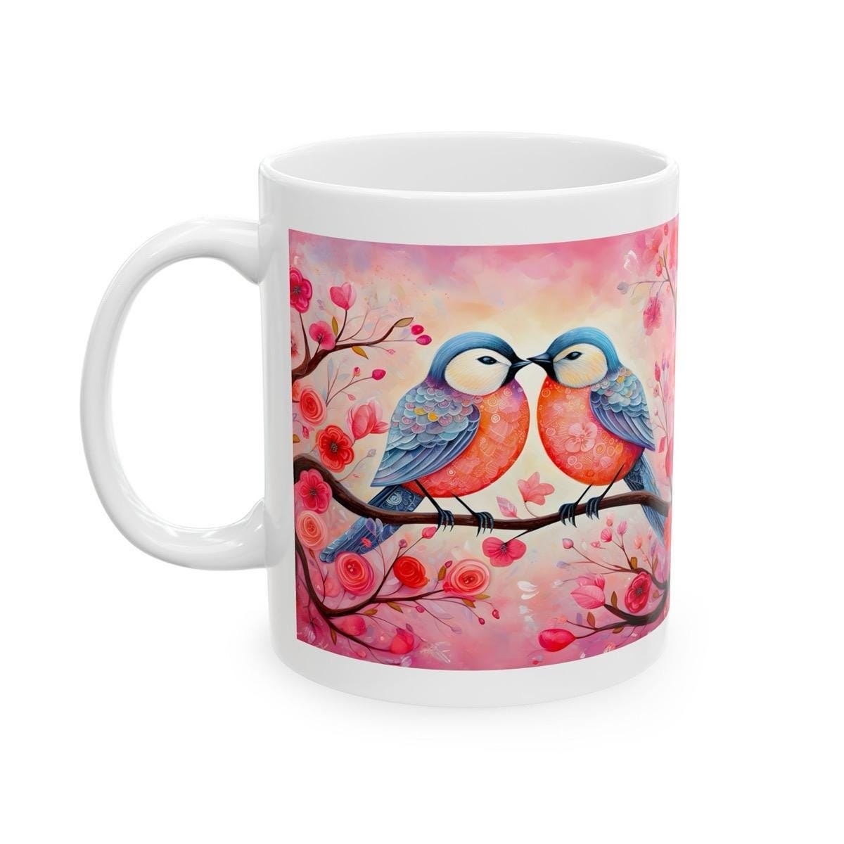 Love birds valentines mug - perfect for your morning drinks - tumblers, drinkware cup bottles reusable washable reuse coffee ceramic cute gi