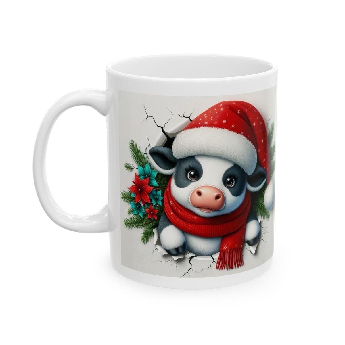 Christmas cow 3d mug - perfect for hot beverages - drinkware and tumblers cup reusable washable reuse ceramic coffee xmas mugs tea festive h