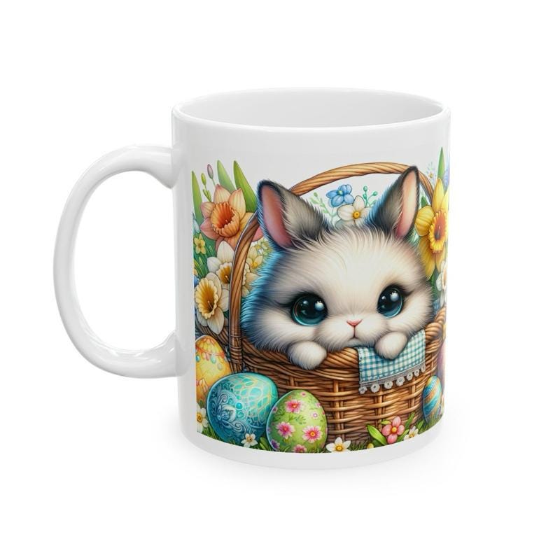 Easter bunny mug - cute gift - perfect for hot drinks - drinkware, tumblers cup bottles reusable washable portable reuse ceramic coffee east