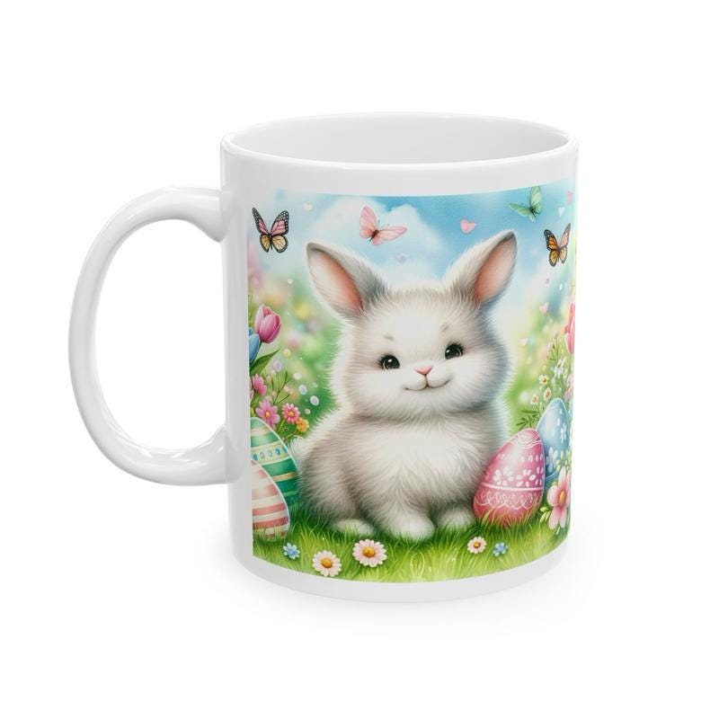 Easter bunny mug - cute gift - perfect for hot drinks - drinkware, tumblers cup bottles reusable washable portable reuse ceramic coffee east