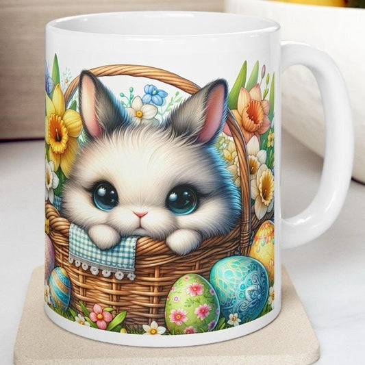 Easter bunny mug - cute gift - perfect for hot drinks - drinkware, tumblers cup bottles reusable washable portable reuse ceramic coffee east