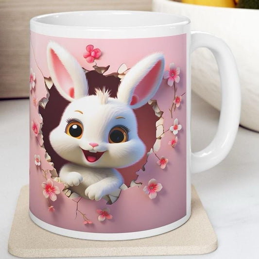 Easter bunny mug - cute gift - perfect for hot drinks - drinkware, tumblers cup bottles reusable washable portable reuse ceramic coffee east