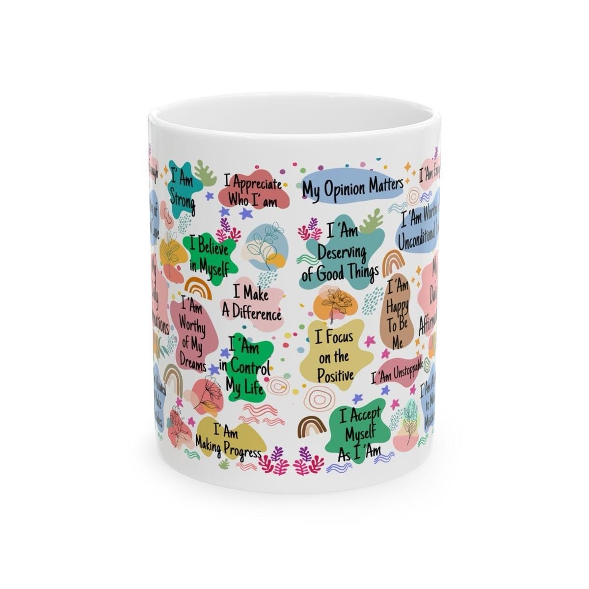 Mental health cup mug positive affirmations mug - ideal for coffee and tea - drinkware, cup tumblers reusable ceramic washable cute motivati