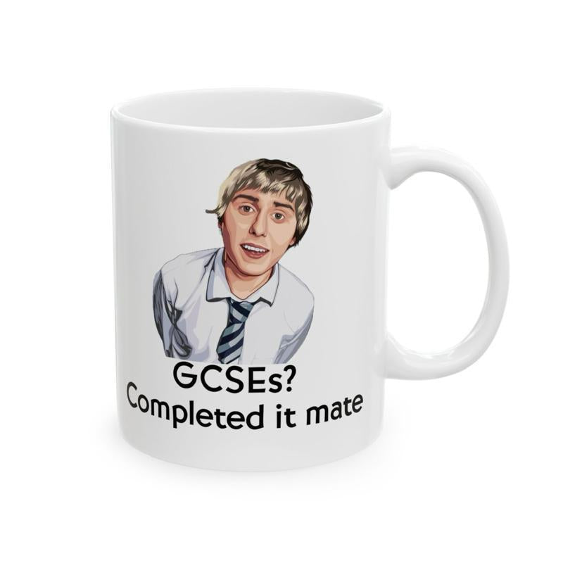 Funny mug - inbetweeners gcse completed it mate mug - funny inbetweeners jay cartwright gift coffee mug drinkware washable reusable tumbler