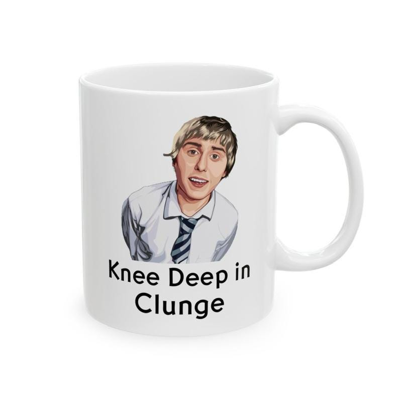 Funny mug - inbetweeners knee deep mug - funny inbetweeners jay cartwright gift coffee mug drinkware washable reusable tumbler reuse ceramic
