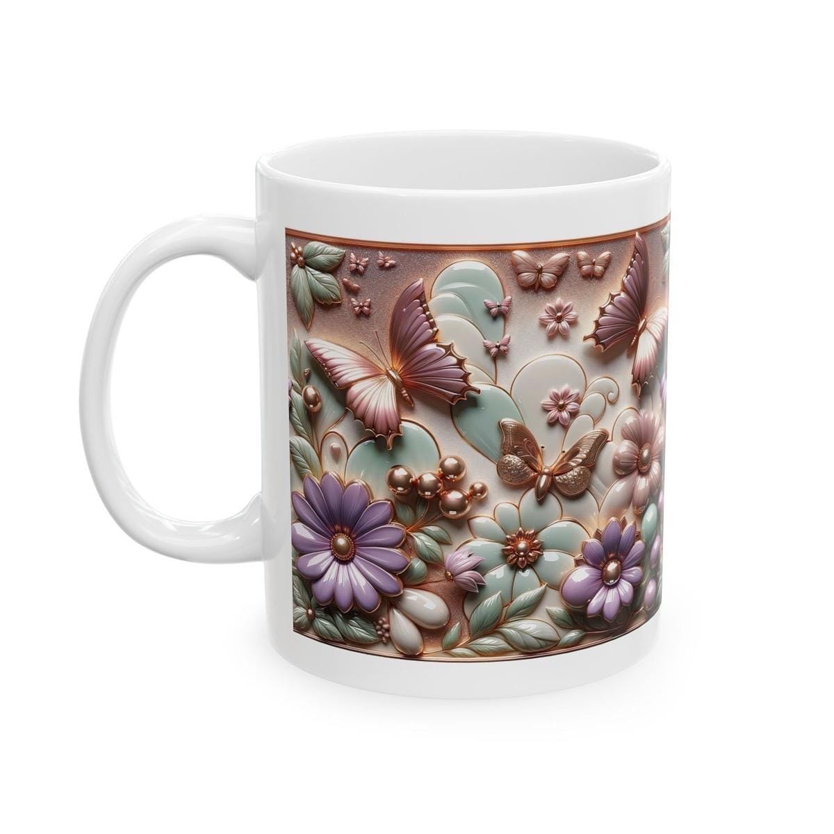 Metallic butterfly 3d mug - perfect for coffee and tea - drinkware, tumblers cup ceramic bottles washable reusable reuse xmas mugs festive c