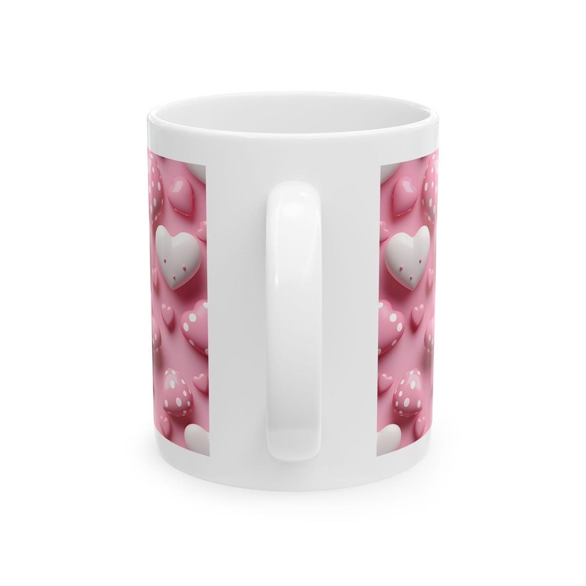 Cute 3d pink white hearts mug - perfect xmas christmas or valentines gift - secret santa stocking filler - drinkware washable reuse reusable