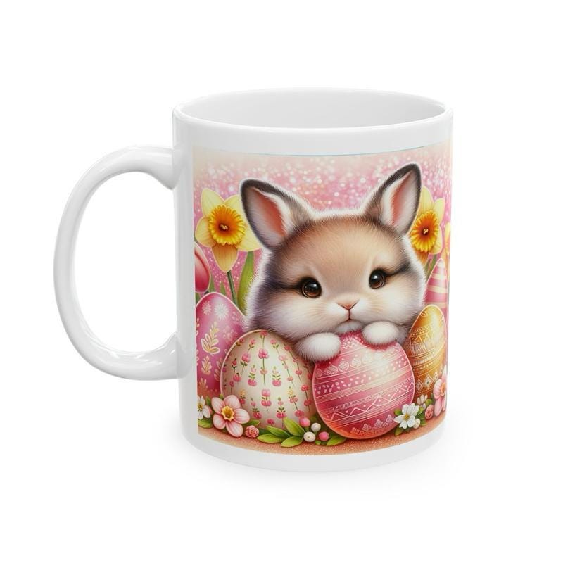 Easter bunny mug - cute gift - perfect for hot drinks - drinkware, tumblers cup bottles reusable washable portable reuse ceramic coffee east