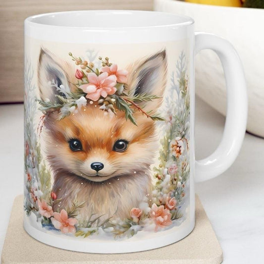 Cute fox christmas mug - secret santa gift and stocking filler drinkware washable tumbler reuse cup ceramic coffee reusable xmas mugs tea fe