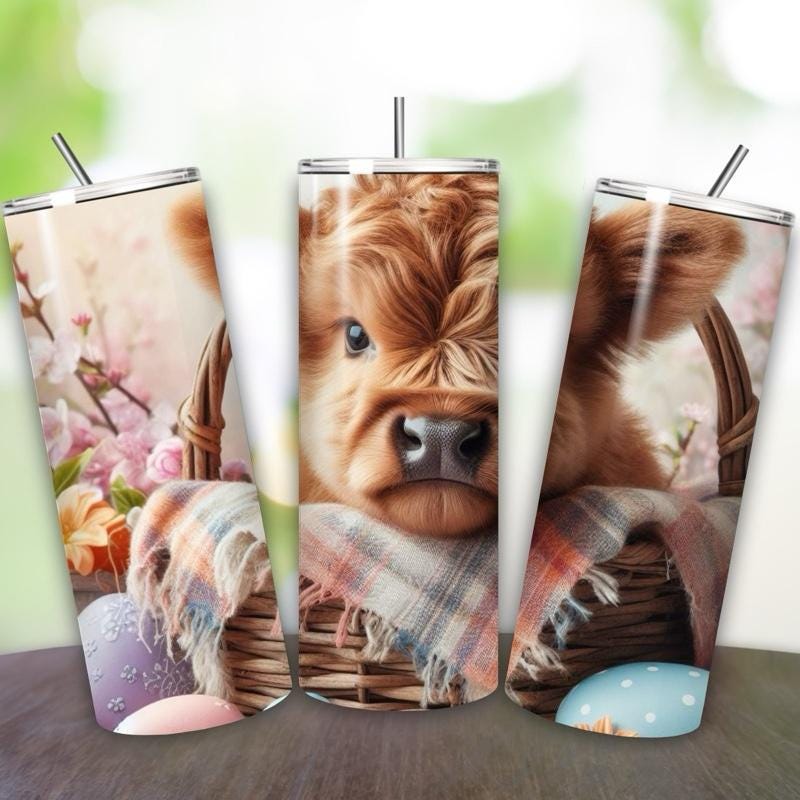 Cute highland cow easter 20oz tumbler style - perfect for any occasion drinkware flasks mug bottles water bottles bottled flask bottle insul