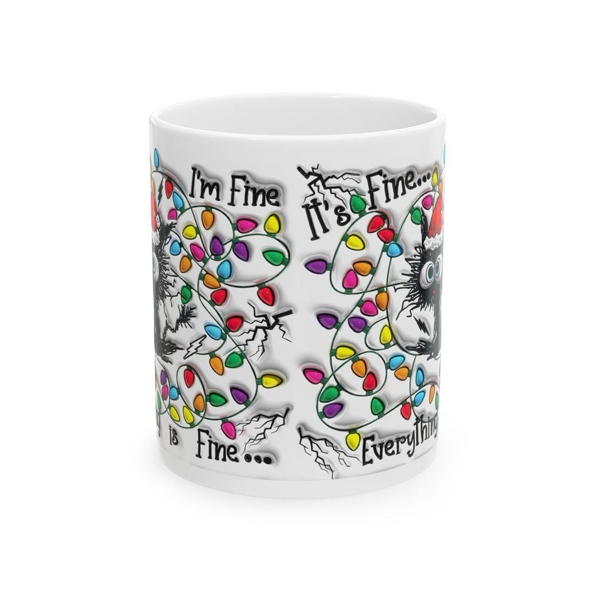 Funny cat mug - i’m fine everything is fine drinkware cup tumblers reusable washable ceramic coffee reuse mugs xmas tea mean festive obses