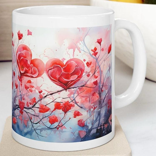 Heart tree mug - cute gifts mugs for xmas secret santa, stocking filler, valentines - perfect for couples - 11 oz - cup, drinkware tumblers