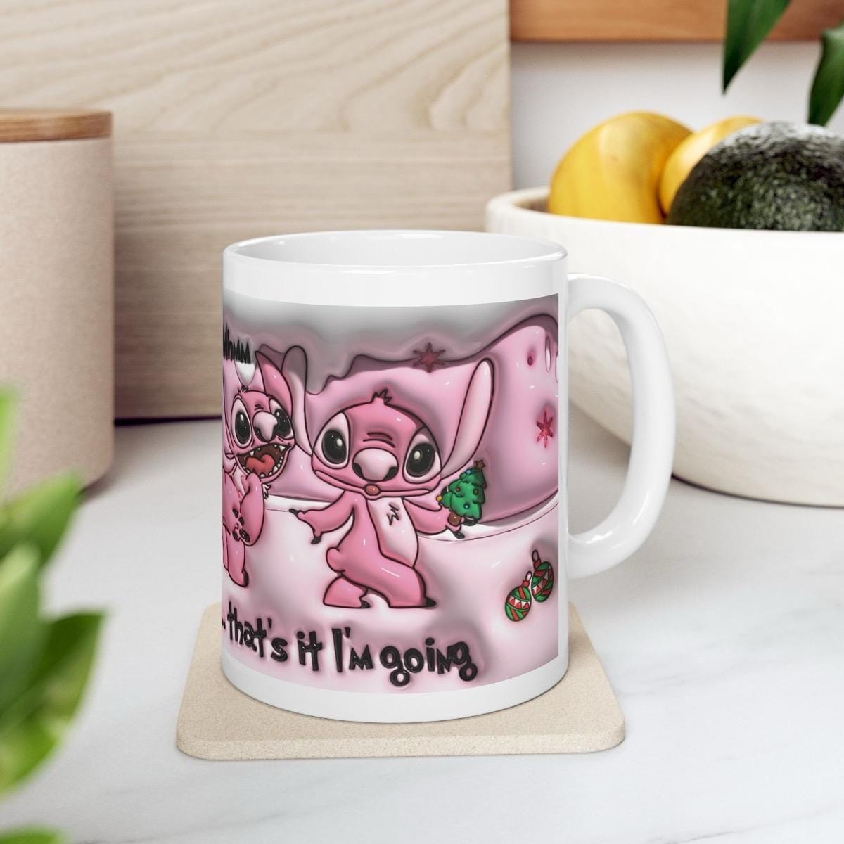Grinch style mug - pink xmas christmas gift secret santa festive drinkware reusable reuse washable coffee cup tumbler ceramic mugs cute girl