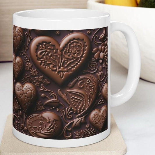 Chocolate style 3d heart mug - valentine's xmas christmas gifts mugs stocking filler secret santa - perfect for hot drinks - drinkware tumbl