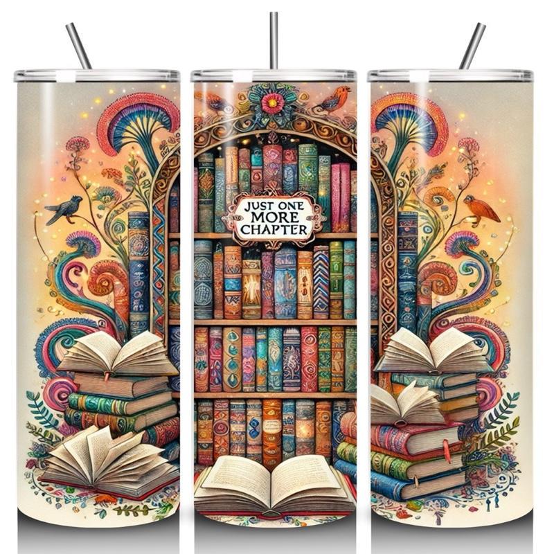 Reading book lover tumbler 20oz - just one more chapter’ perfect for on-the-go hydration - vacuum flask - cup drinkware mug bottles wate