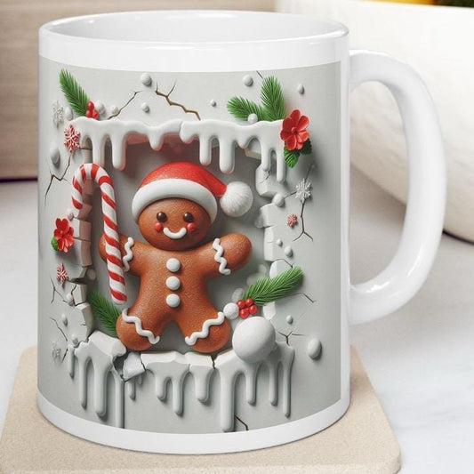 Christmas gingerbread man 3d mug - perfect for hot drinks - drinkware, tumblers cup reusable bottles washable reuse coffee xmas mugs tea fes