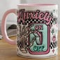 Funny cute anxiety mug with pink handle and interior - perfect for anxiety relief drinkware cup tumbler reusable reuse washable ceramic coff