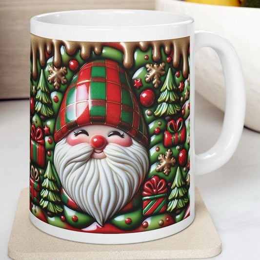 3d sparkly festive santa mug - cozy holiday design with red and green accents - perfect christmas gift drinkware reuse reusable coffee washa