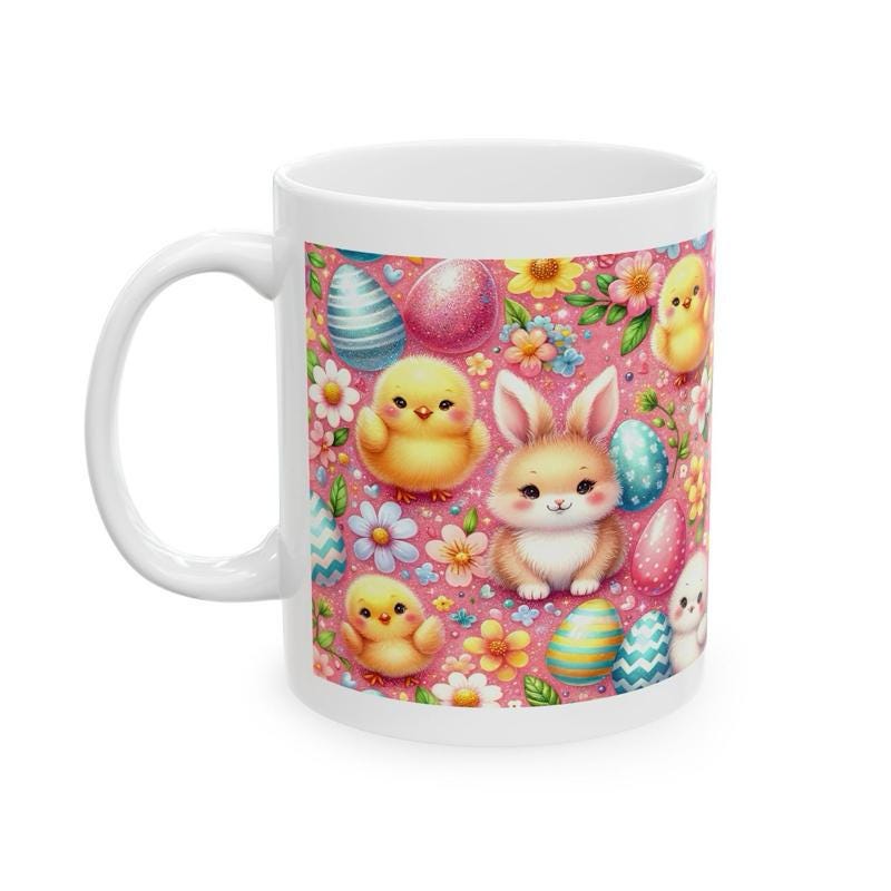 Easter bunny mug - cute gift - perfect for hot drinks - drinkware, tumblers cup bottles reusable washable portable reuse ceramic coffee east