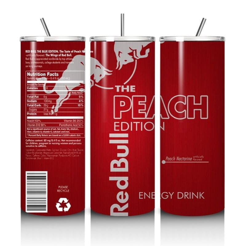Red bull peach edition 20oz - perfect for on-the-go hydration - vacuum flask - cup drinkware mug bottles water bottles bottled portable gift