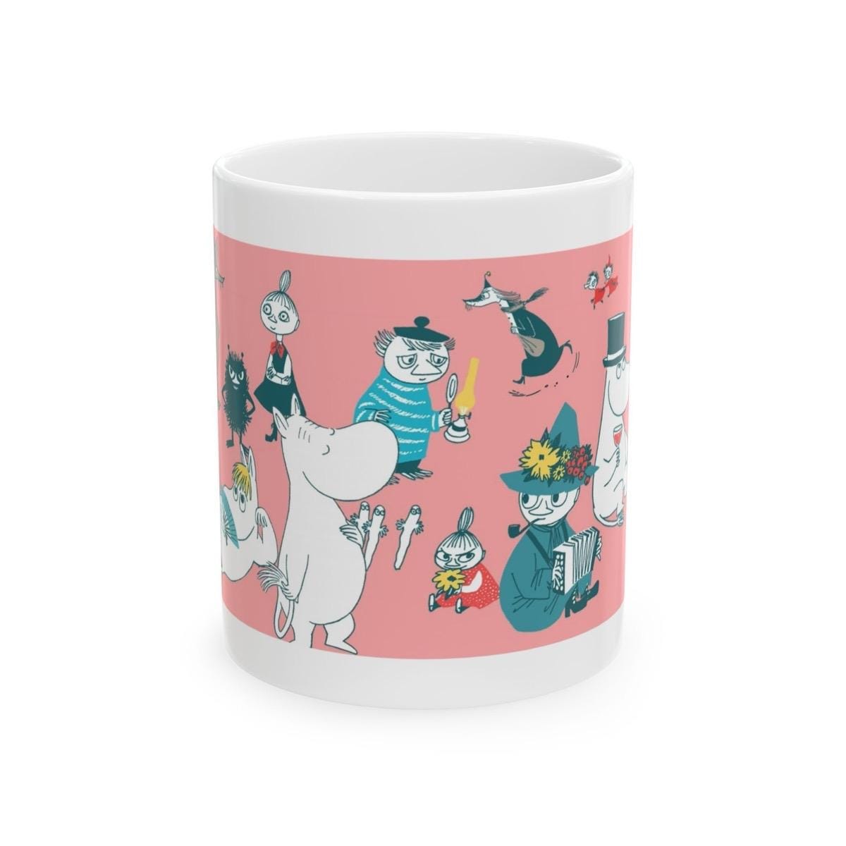 Cute white moomin style mug - perfect for drinking - drinkware, cup tumblers ceramic bottles reusable coffee washable reuse xmas christmas g