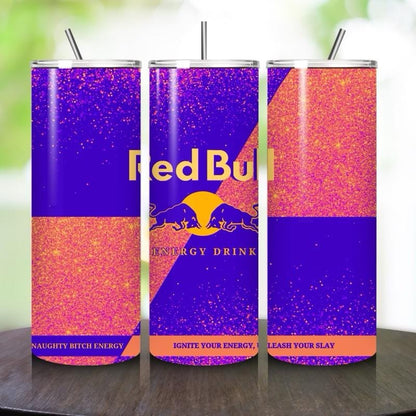 Red bull tumbler 20oz - bright blue orange glitter style perfect for on-the-go hydration - vacuum flask - cup drinkware mug bottles water bo