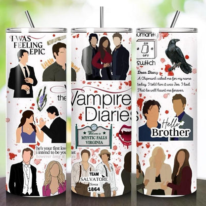 Vampire diaries tumbler 20oz - perfect for on-the-go hydration - vacuum flask - cup drinkware mug bottles water bottles bottled portable gif
