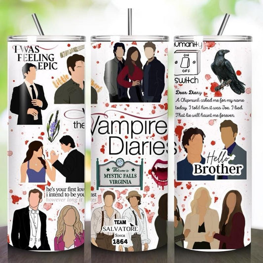 Vampire diaries tumbler 20oz - perfect for on-the-go hydration - vacuum flask - cup drinkware mug bottles water bottles bottled portable gif