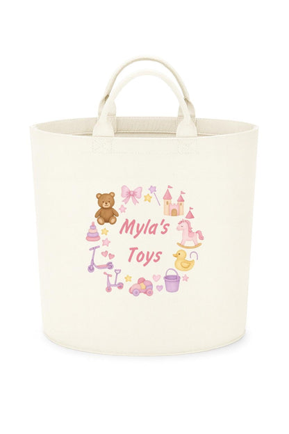 Personalised Toy storage Felt Trug basket, perfect gifts girls kids gift fun animals storage basket trugs toy storage