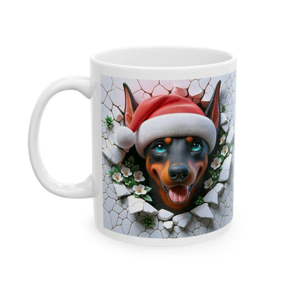Cute doberman dobie mug - xmas style gift for coffee lovers - drinkware, cup tumblers washable reusable reuse ceramic stylish gifts girly gi