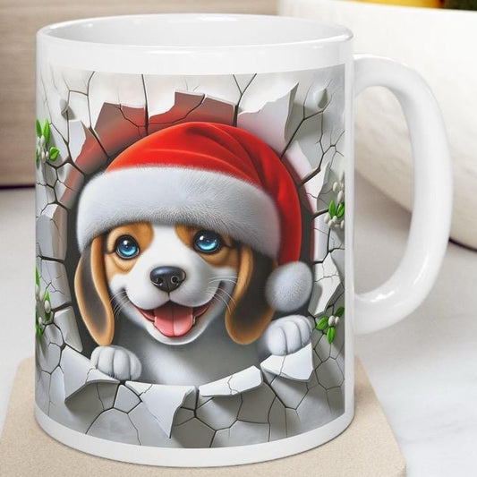Beagle dog puppy style xmas mug gifts - perfect for the holidays - cup, drinkware tumblers reusable washable ceramic reuse coffee funny cust