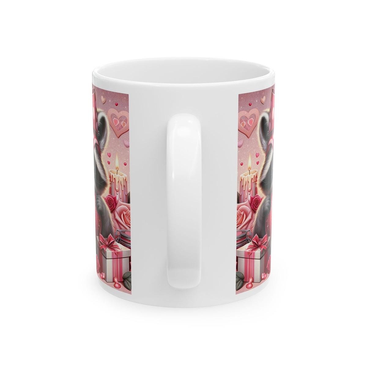 Cute raccoon valentine's day mug - perfect gift for any occasion - drinkware, tumblers cup heart design reusable washable coffee reuse ceram