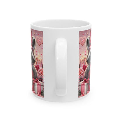 Cute raccoon valentine's day mug - perfect gift for any occasion - drinkware, tumblers cup heart design reusable washable coffee reuse ceram