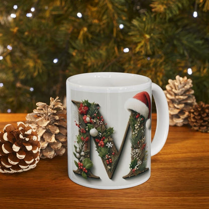 Personalised 'm' edition christmas mug - unique gift for xmas - stocking filler - drinkware washable reusable reuse ceramic cup tumbler coff