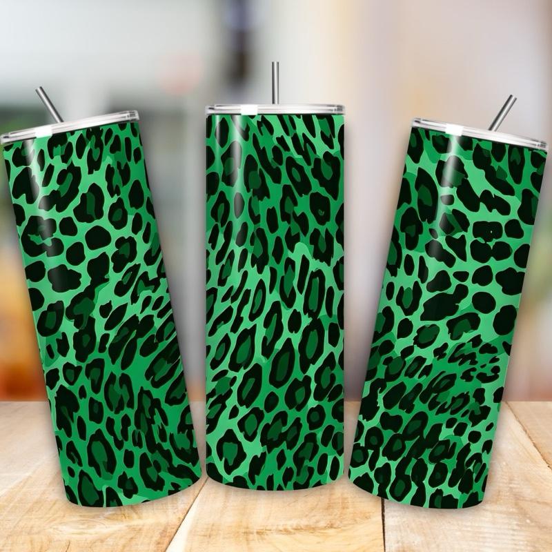 Green leopard print funky 20oz girly - perfect for any occasion drinkware flasks mug bottles water bottles bottled stylish beverage portable