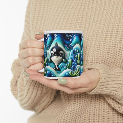 Cute whale ocean mug - 3d design - perfect for drinks - tumblers, drinkware cup reusable washable ceramic coffee reuse xmas mugs tea festive
