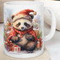 Funny christmas panda mug - perfect stocking filler or secret santa gift drinkware reuse tumbler washable reusable coffee cup ceramic xmas m