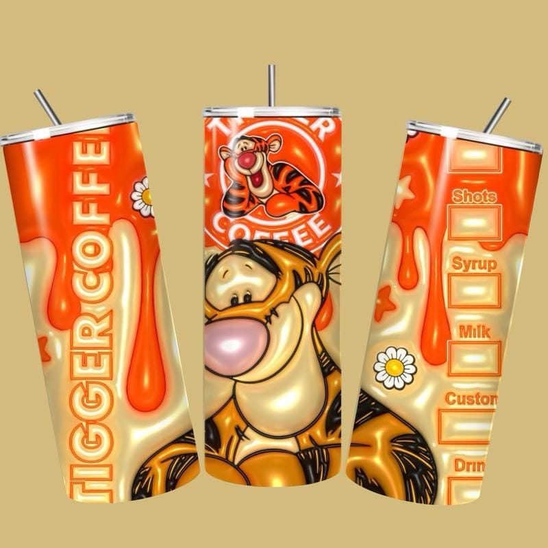 Tigger winnie pooh tumbler 20oz - cute design for drinking enthusiasts - portable flask for on-the-go beverages drinkware mug water bottles