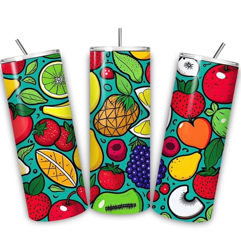 Fruit summer tumbler 20oz - perfect for on-the-go hydration - vacuum flask - cup drinkware mug bottles water bottles bottled portable gifts