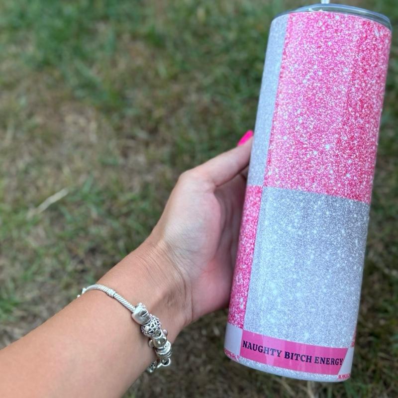 Red bull tumbler 20oz - pink glitter style perfect for on-the-go hydration - vacuum flask - cup drinkware mug bottles water bottles bottled
