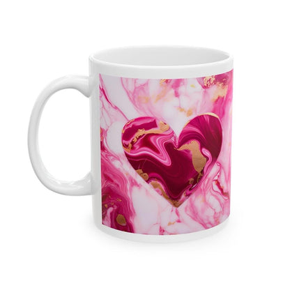Pink gold marble mug with heart style for valentine's day and christmas gifts - cup, drinkware tumbler reusable washable coffee ceramic reus