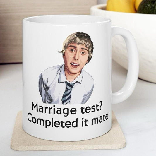 Funny mug - inbetweeners marriage completed it mate mug - funny inbetweeners jay cartwright gift coffee mug drinkware washable reusable tumb