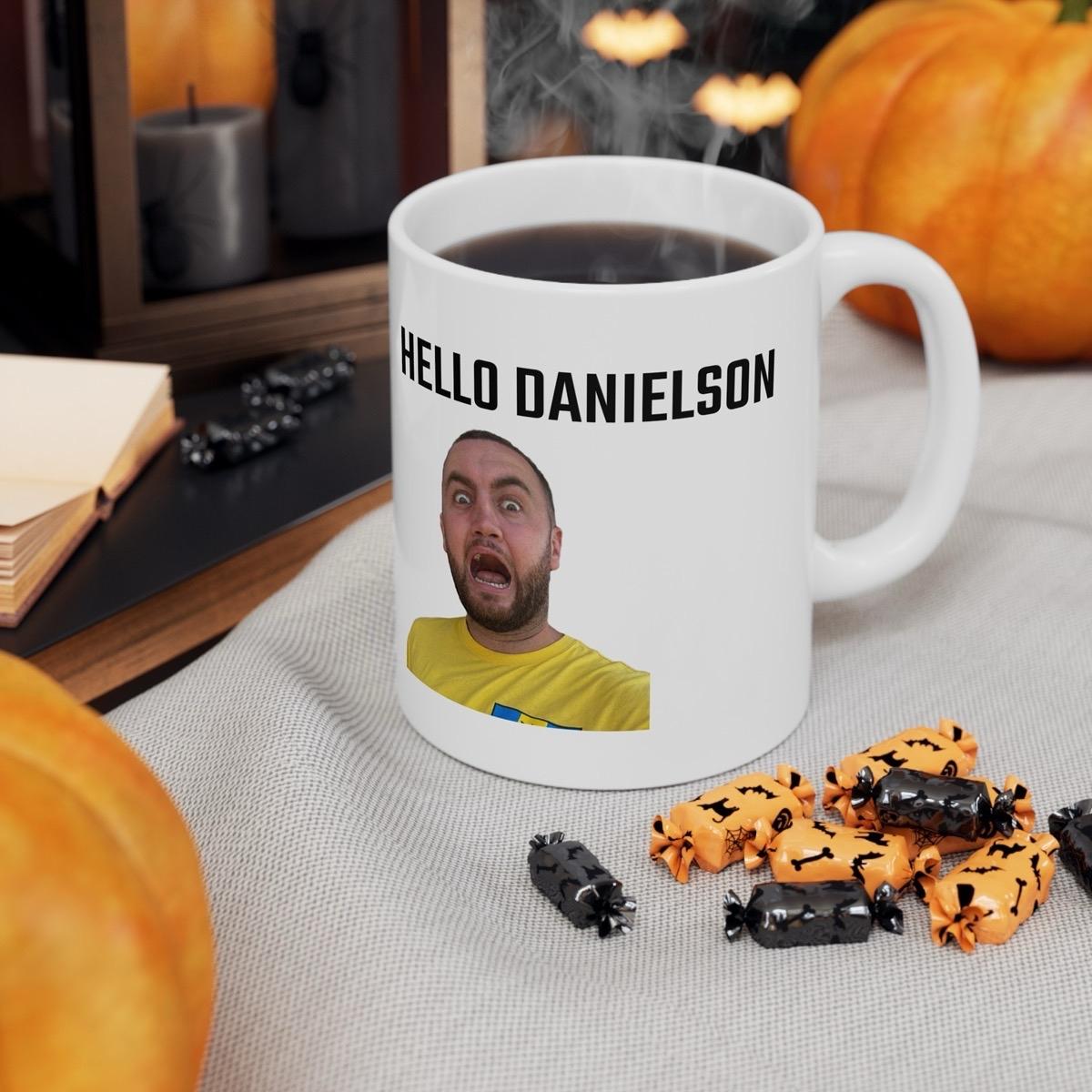 Hello danielson ceramic mashtag mug - perfect for drinks - drinkware coffee printed stylish tea tumbler washable cup reuse reusable xmas mug