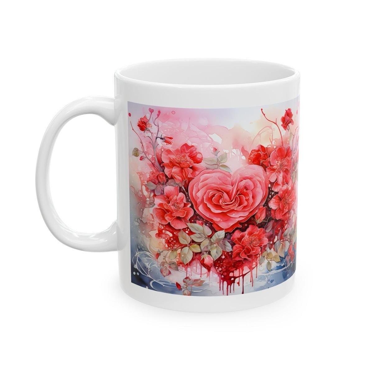 Floral heart cute mug - perfect gift for xmas, birthday, christmas, or valentine's day for boyfriend, girlfriend, or wife husband - drinkwar
