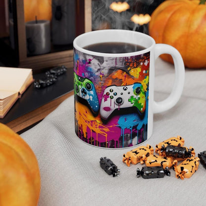 Xbox lover style gamer mug with neon design - perfect for gaming and coffee lovers, drinkware, cup tumblers ceramic washable reuse reusable