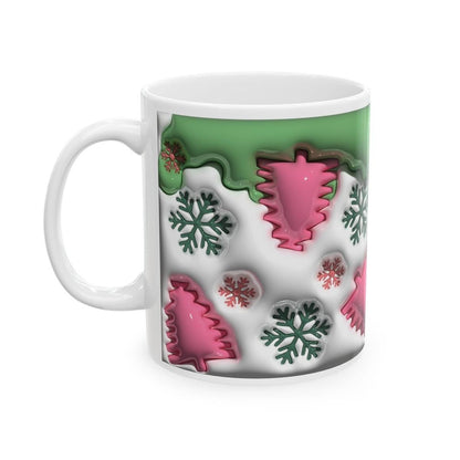 Christmas tree snowflake mug - 3d style - perfect for festive parties - drinkware, cup reusable tumblers washable reuse ceramic coffee obses