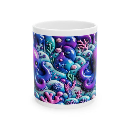 Cute purple octopus 3d mug - perfect for your morning drinks - drinkware, tumblers cup coffee reusable ceramic washable reuse xmas mugs tea