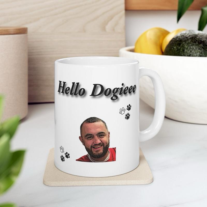 Hello doggie mug mashtag brady hello doggy mug - perfect for drinks - cup, drinkware washable reusable tumblers reuse ceramic coffee bottles